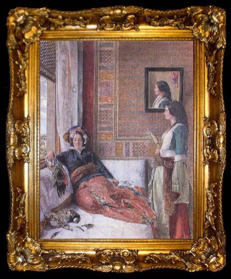 framed  John Frederichk Lewis RA Hhareem Life,Constantinople (mk46), ta009-2